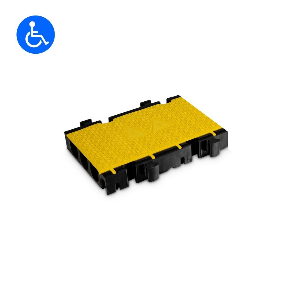 Produktabbildung: Defender® by Adam Hall Kabelbrücke MIDI 3 2D Mittelteil, 3 Kanäle, schwarz/gelb, halbe Ausführung