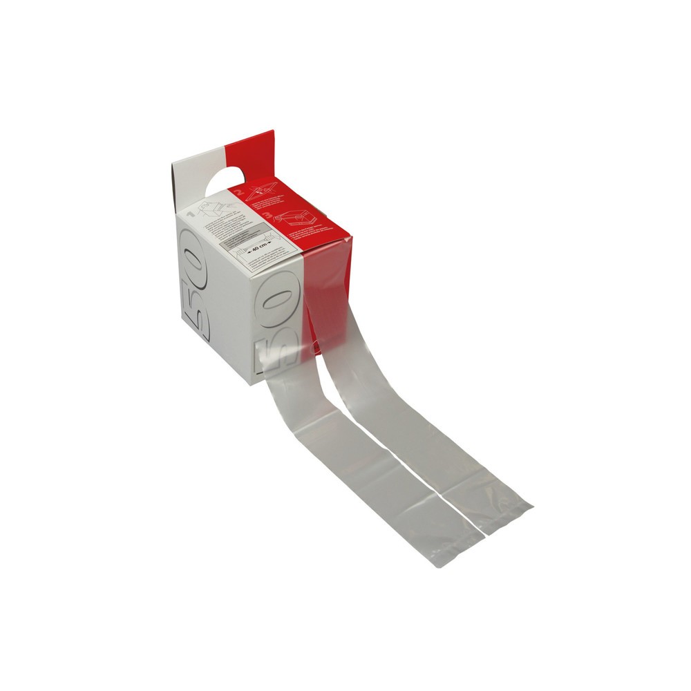 Illustration du produit: Dehnband, transparent, 1200x50mm, in Spenderbox, 1 Spenderbox = 200 Bänder, 1 VE = 200 Stk