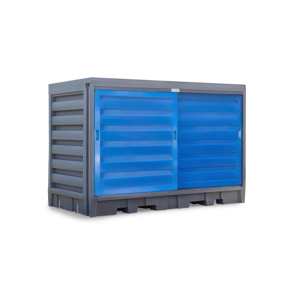Illustration du produit: Dépôt à fûts en PE, HxlxP 2 170 x 3 200 x 1 740 mm, 2x IBC ou 8x 200 l