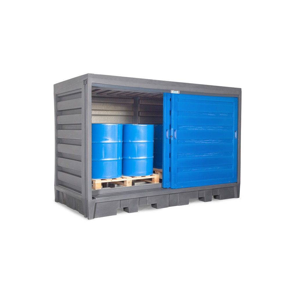 Produktabbildung Nr. 2: Dépôt à fûts en PE, HxlxP 2 170 x 3 200 x 1 740 mm, 2x IBC ou 8x 200 l
