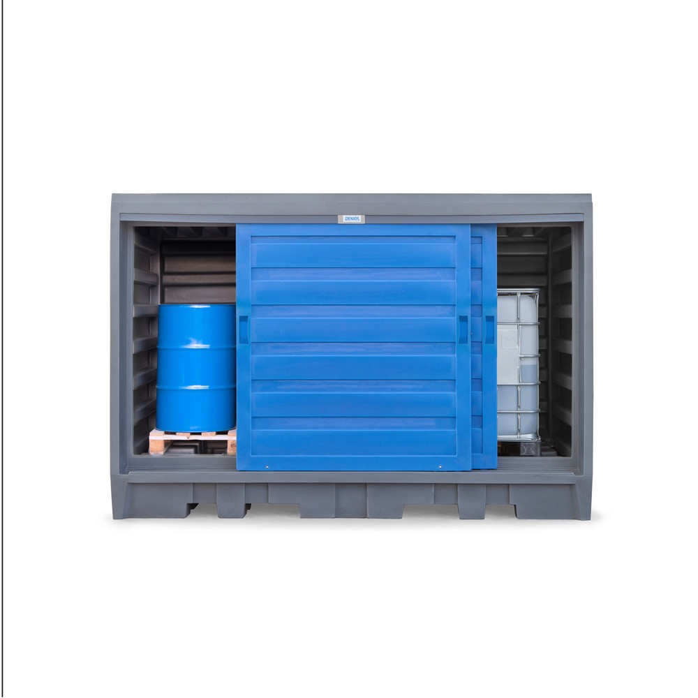 Produktabbildung Nr. 9: Dépôt à fûts en PE, HxlxP 2 170 x 3 200 x 1 740 mm, 2x IBC ou 8x 200 l