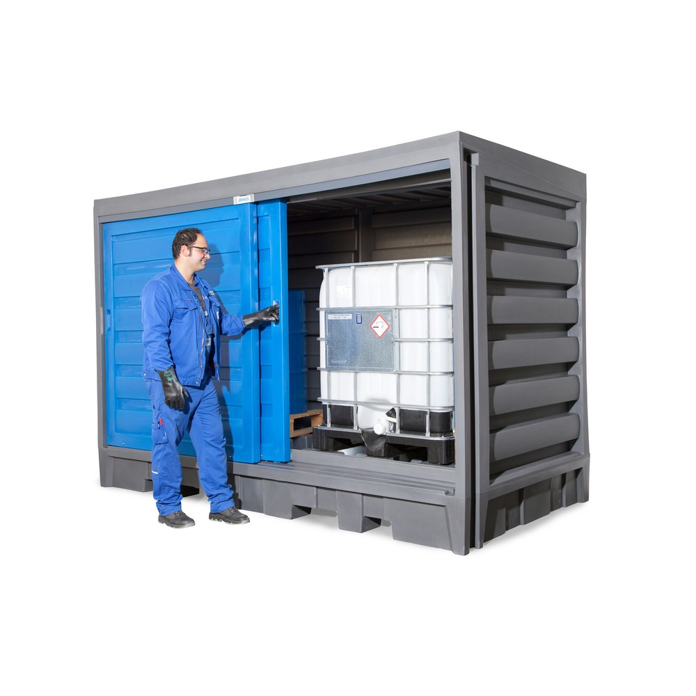 Produktabbildung Nr. 10: Dépôt à fûts en PE, HxlxP 2 170 x 3 200 x 1 740 mm, 2x IBC ou 8x 200 l