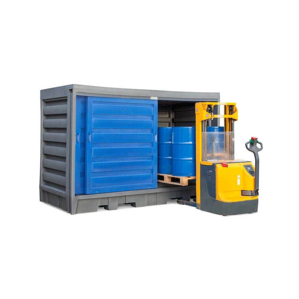 Produktabbildung Nr. 11: Dépôt à fûts en PE, HxlxP 2 170 x 3 200 x 1 740 mm, 2x IBC ou 8x 200 l
