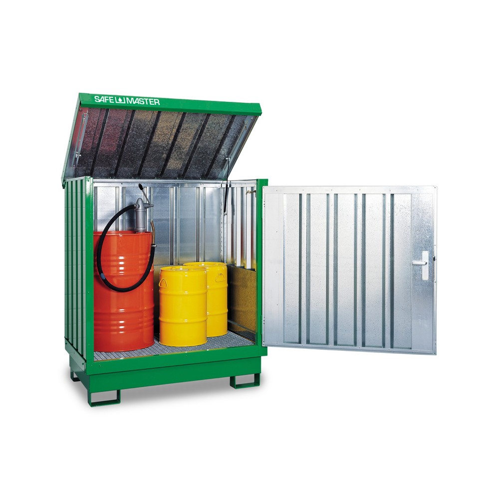 Illustration du produit: Dépôt de Matériau dangereuses, galvanisé et peint, 2x 200 litres, HxLxP 1,685 x 1,420 x 1,080 mm, vert herbe