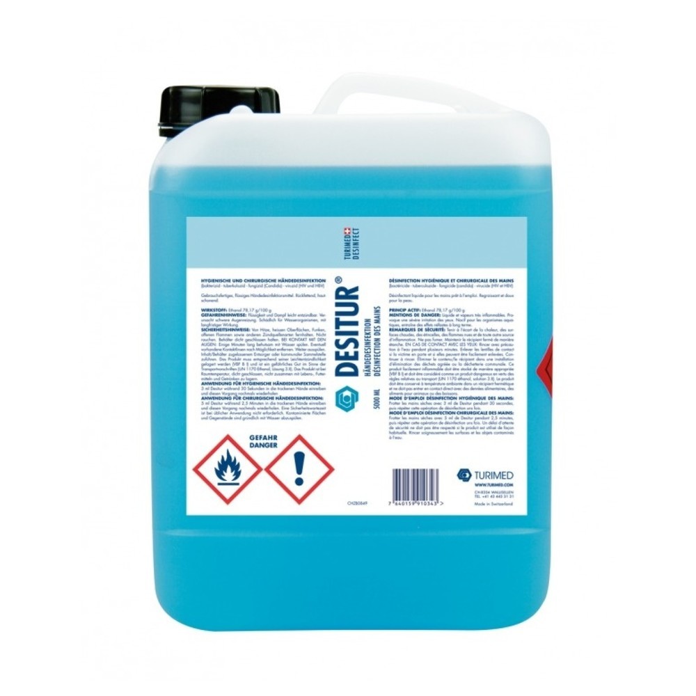 Produktabbildung: DESITUR® Hygienische und chirurgische Händedesinfektion rückfettend 5l Kanister