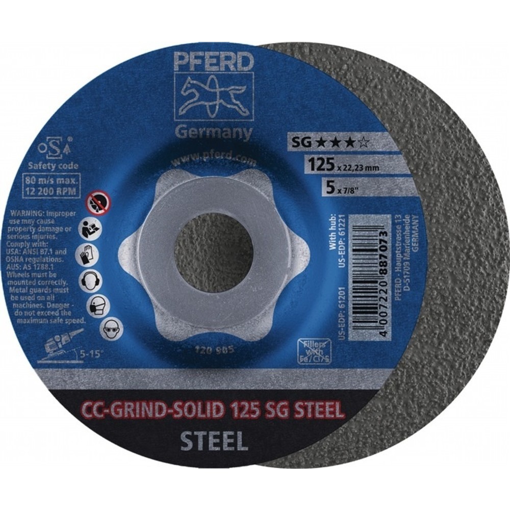 Illustration du produit: Meule à ébarber CC-GRIND-SOLID SG STEEL D125xép. mm contre-coudé acier perçage 2