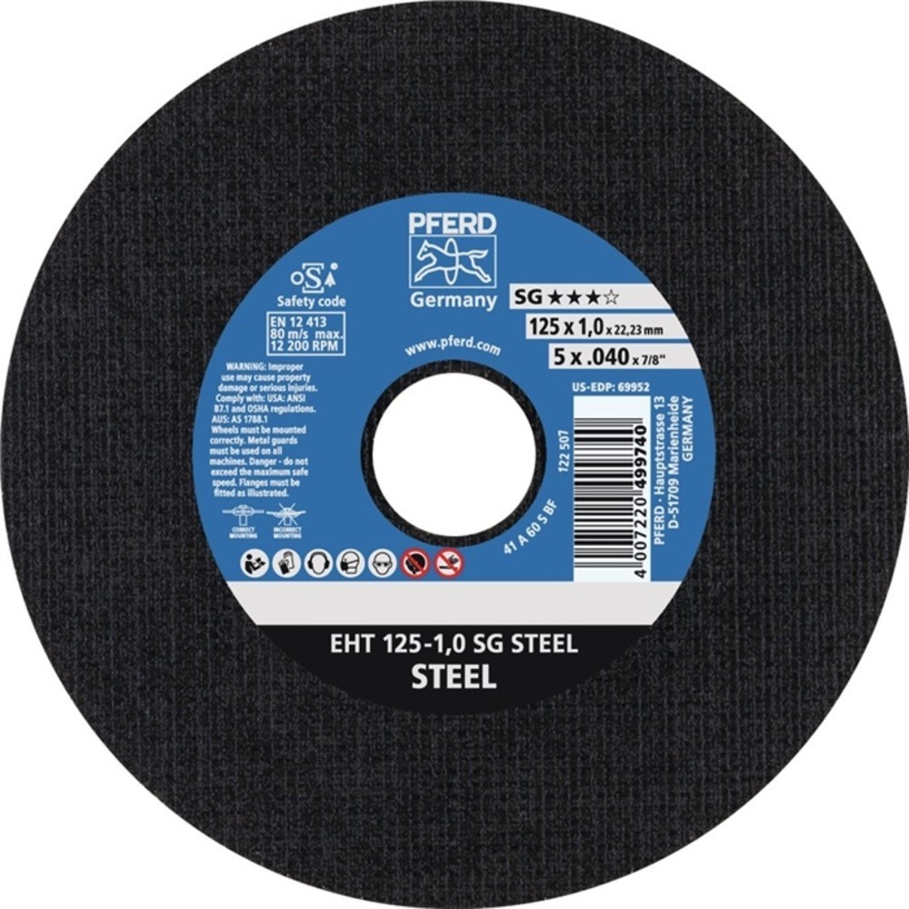 Produktabbildung Nr. 2: Disque à tronçonner SG STEEL D125x1 mm droit acier perçage 22,23 mm PFERD