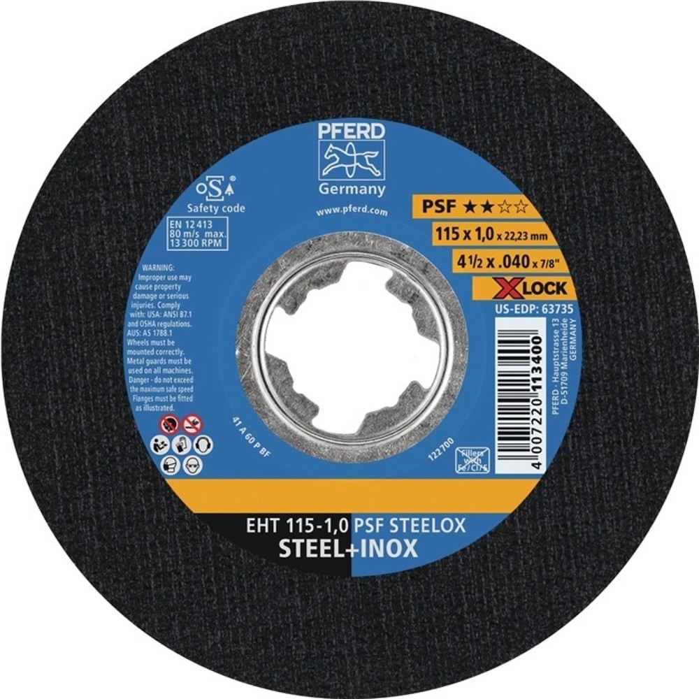 Illustration du produit: Disque à tronçonner X-LOCK PSF STEELOX D125x1 mm droit INOX perçage 22,23 mm PFE