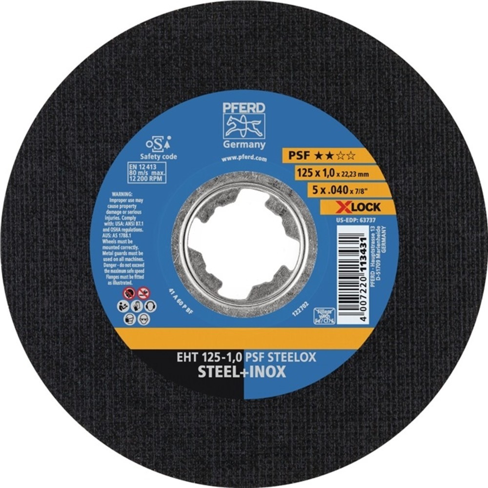 Produktabbildung Nr. 2: Disque à tronçonner X-LOCK PSF STEELOX D125x1 mm droit INOX perçage 22,23 mm PFE