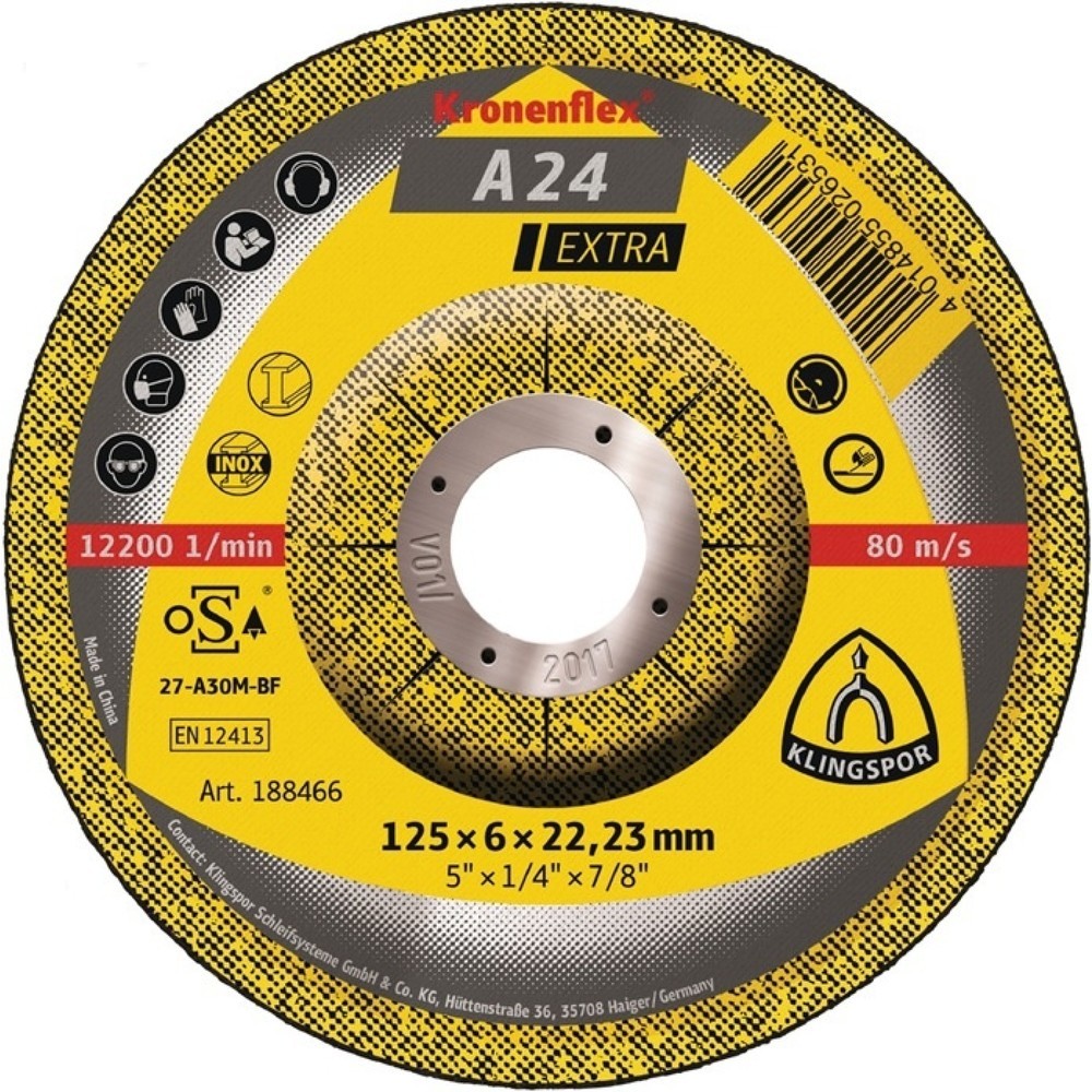 Illustration du produit: Meule à ébarber A 24 Extra D115xép.6 mm contre-coudé acier perçage 22,23 mm KLIN