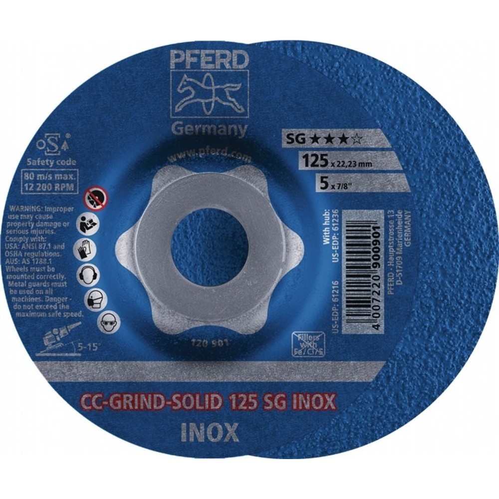 Illustration du produit: Meule à ébarber CC-GRIND-SOLID SG INOX D125xép. mm contre-coudé INOX PFERD