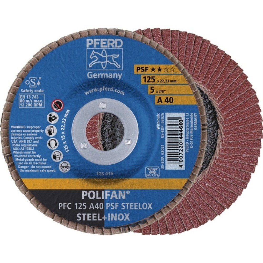 Illustration du produit: Disque à lamelles POLIFAN A PSF STEELOX D. 125 mm granulation A-40 conique acier