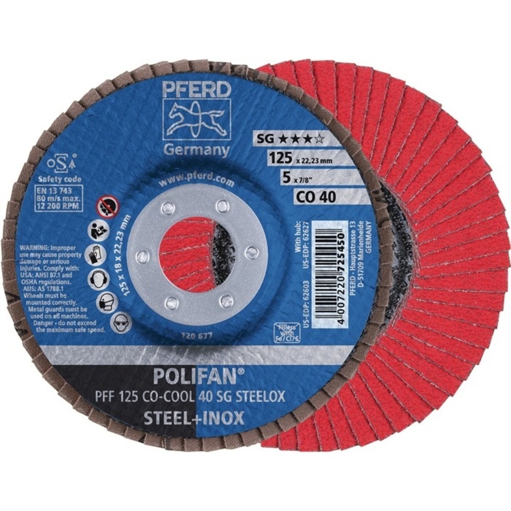 Illustration du produit: Disque à lamelles POLIFAN CO-COOL SG STEELOX D. 125 mm granulation 40 conique IN