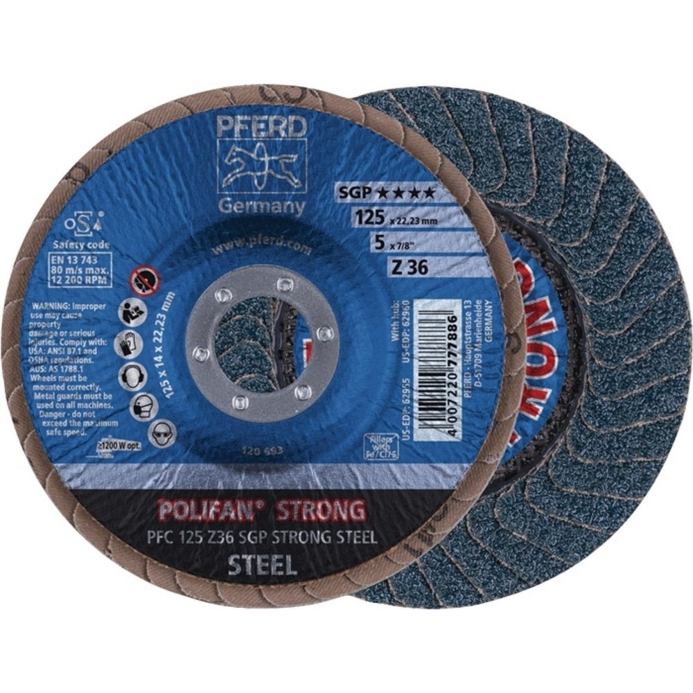 Illustration du produit: Disque à lamelles POLIFAN Z SGP STRONG STEEL D. 125 mm granulation 36 conique IN