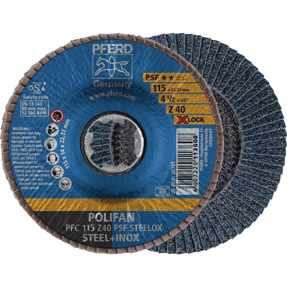 Illustration du produit: Disque à lamelles X-LOCK PSF Z STEELOX D. 125 mm granulation 60 conique INOX cor