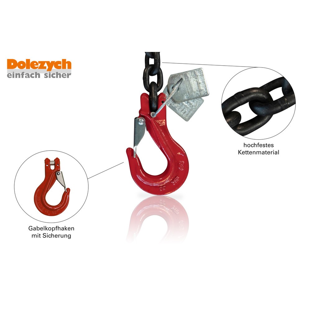 Produktabbildung Nr. 2: Dolezych Spann-Zurrkette, 2-teilig, Gabelkopfhaken beidseitig, 4.000 daN, Länge 4,50 m