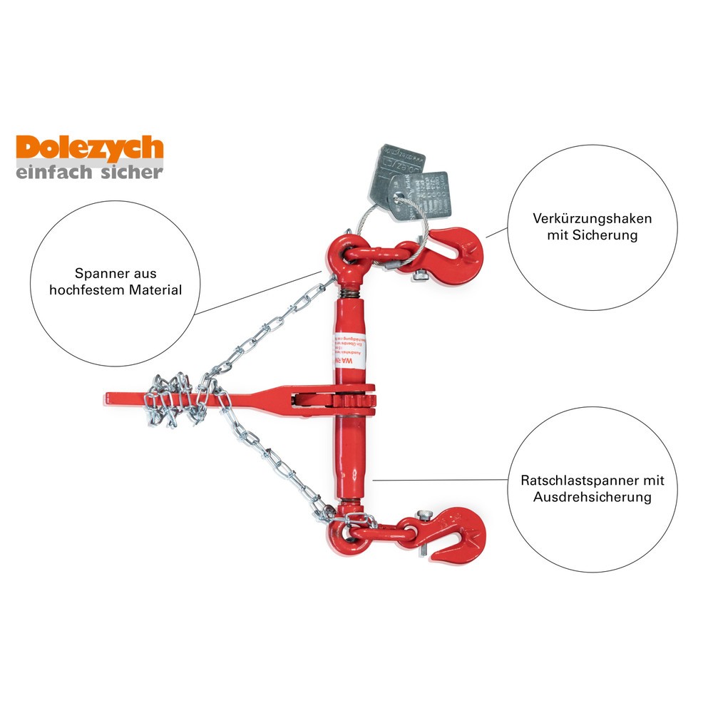 Produktabbildung Nr. 3: Dolezych Spann-Zurrkette, 2-teilig, Gabelkopfhaken beidseitig, 4.000 daN, Länge 4,50 m