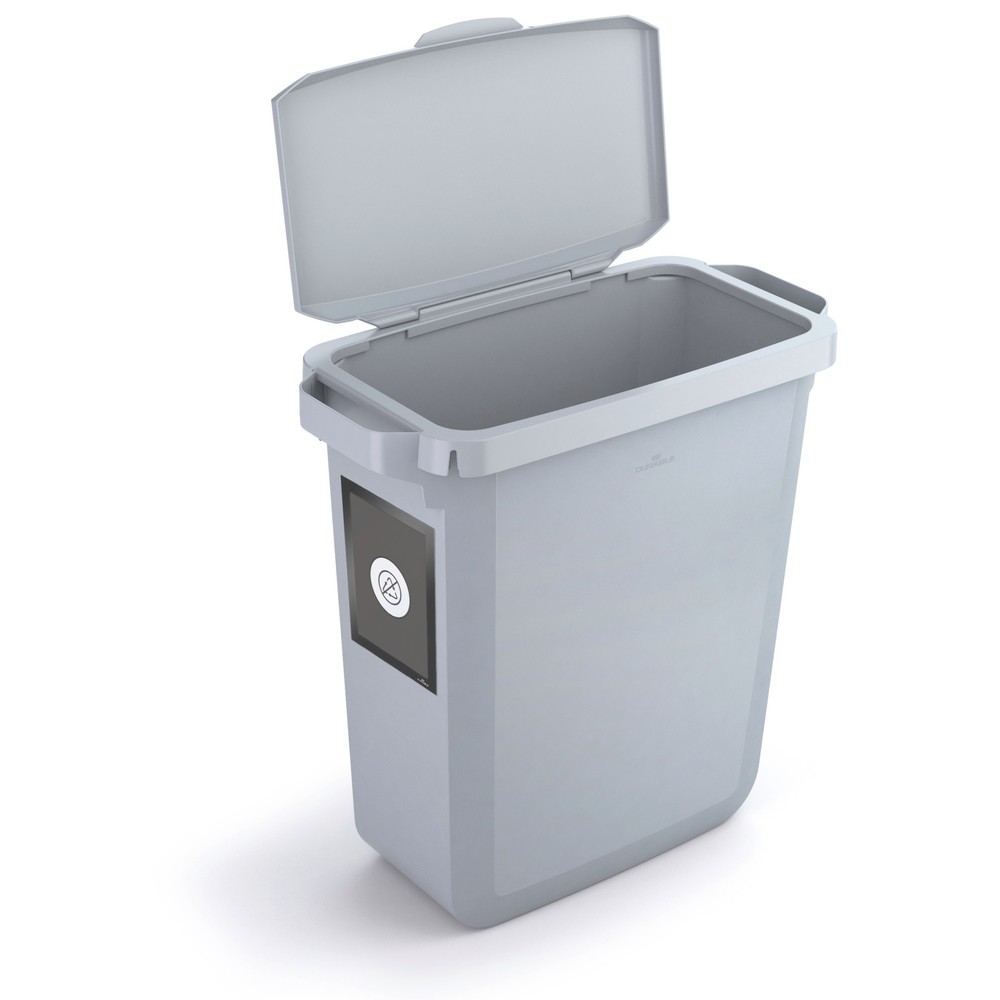 Produktabbildung Nr. 7: DURABLE Abfallbehälter DURABIN® 60L mit Klappdeckel + Info-Rahmen DURAFRAME®, grau