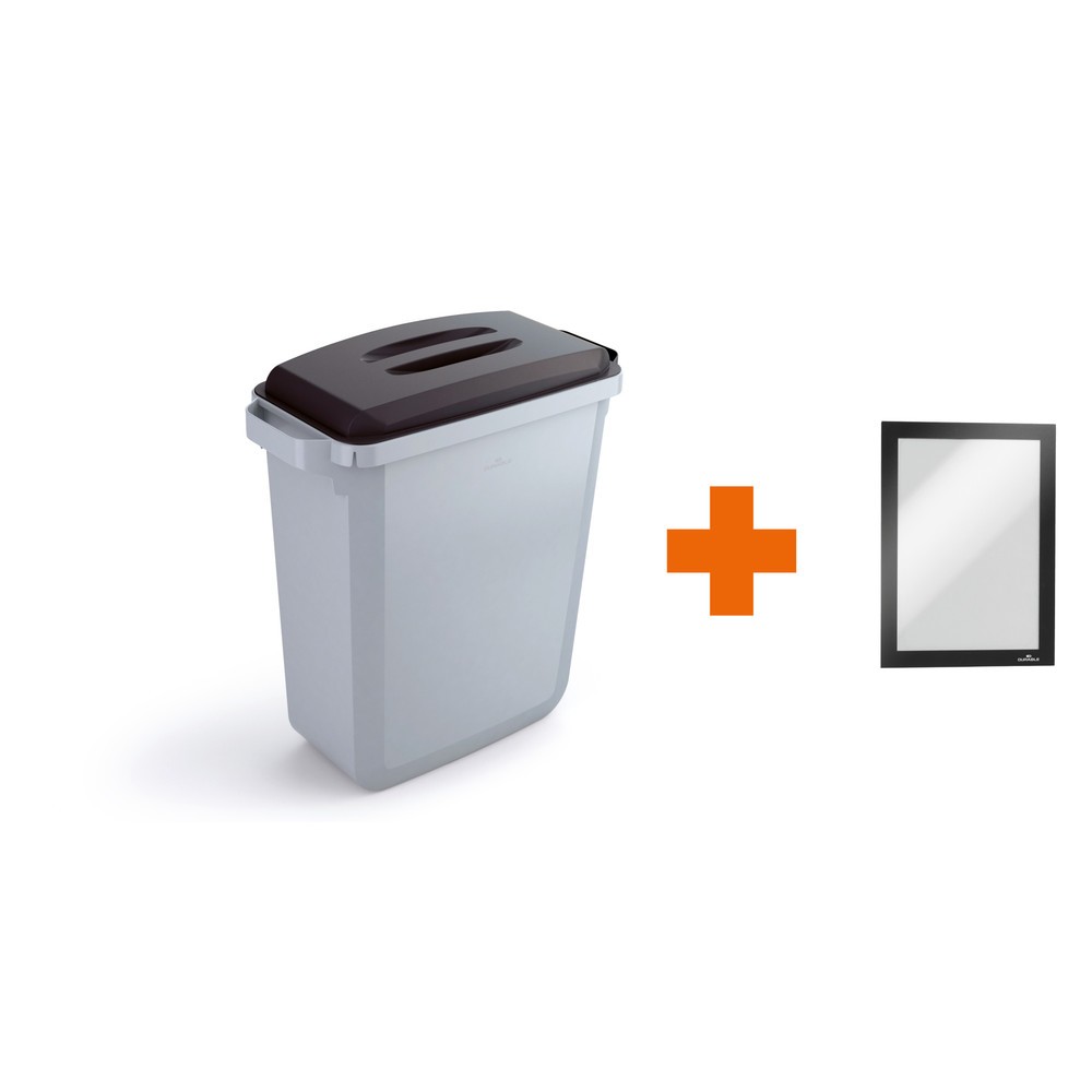 Produktabbildung Nr. 1: DURABLE Conteneur à déchets DURABIN® 60L avec couvercle + cadre d’affichage DURAFRAME®, noir