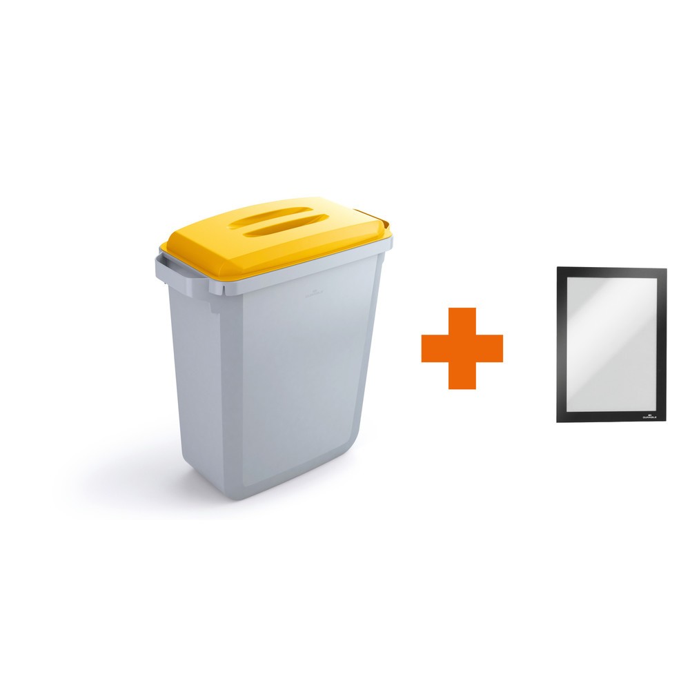 Produktabbildung Nr. 1: DURABLE Conteneur à déchets DURABIN® 60L avec couvercle + cadre d’affichage DURAFRAME®, jaune