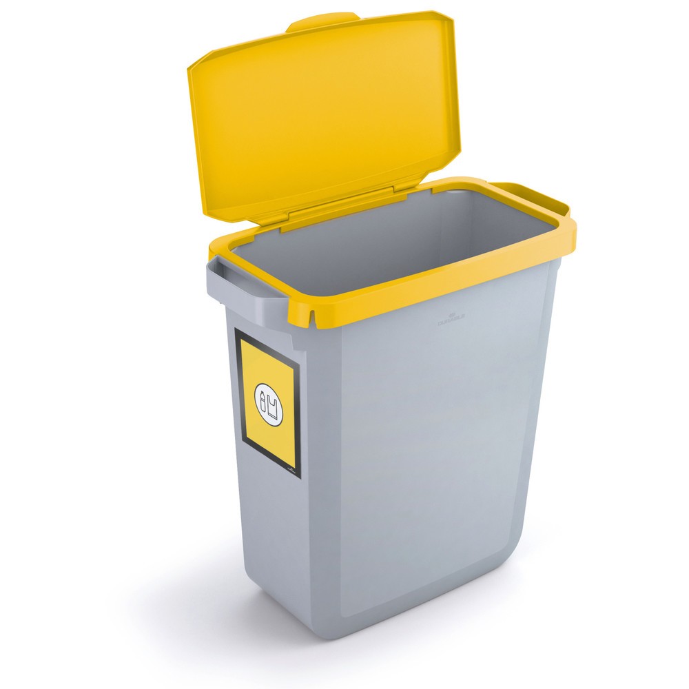 N° de l'image du produit 7 : DURABLE Conteneur à déchets DURABIN® 60L avec couvercle rabattable + cadre d’affichage DURAFRAME®, jaune