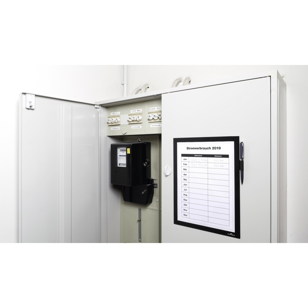 Illustration du produit: DURABLE Info-Rahmen DURAFRAME® MAGNETIC NOTE A4, offener Magnetrahmen für metallische Oberflächen, mit Stifthalter, schwarz