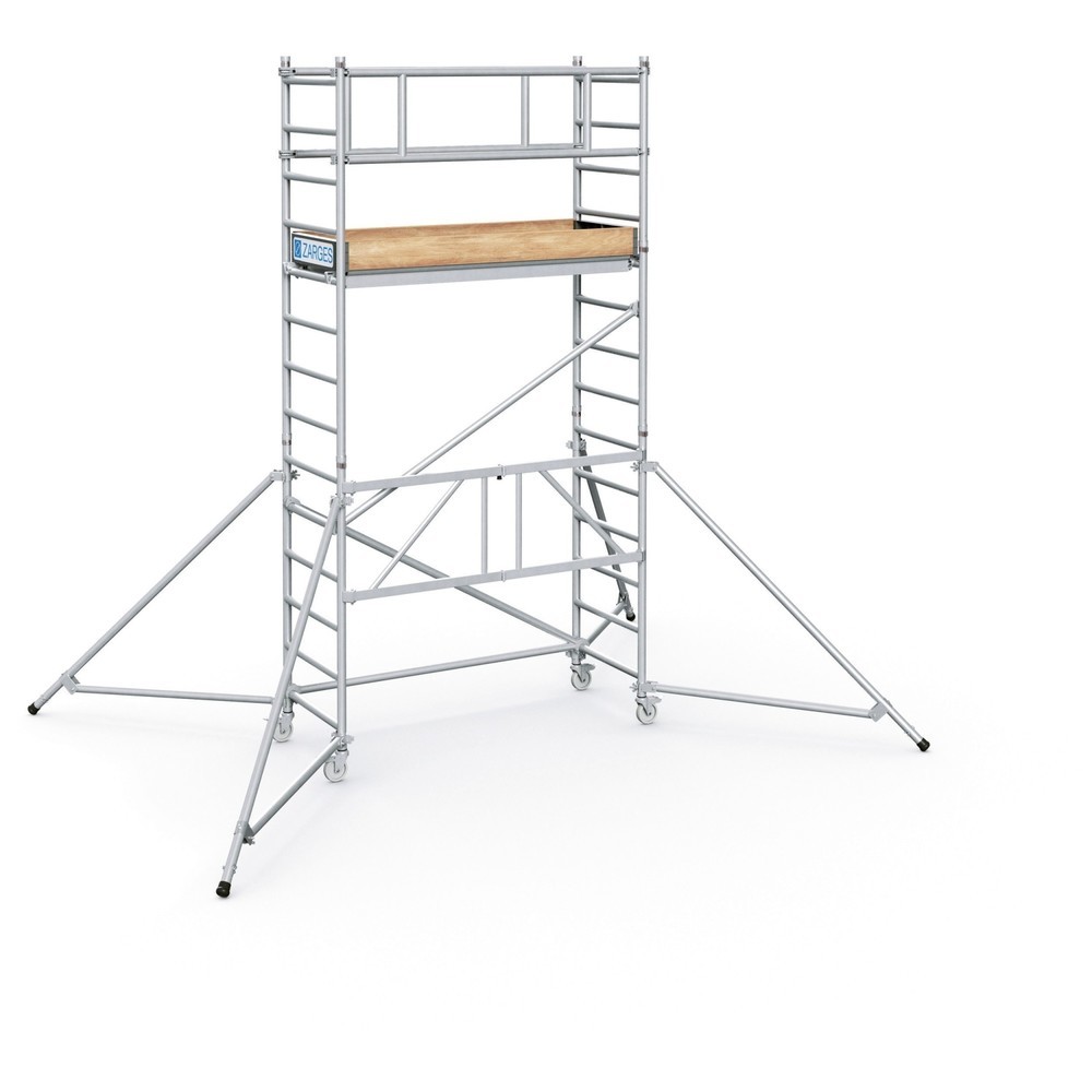 N° de l'image du produit 1 : Échafaudage pliant ZARGES PaxTower 1T, hauteur de plate-forme/d'appui 2,55 m, avec planches de bord et cantilevers supp.