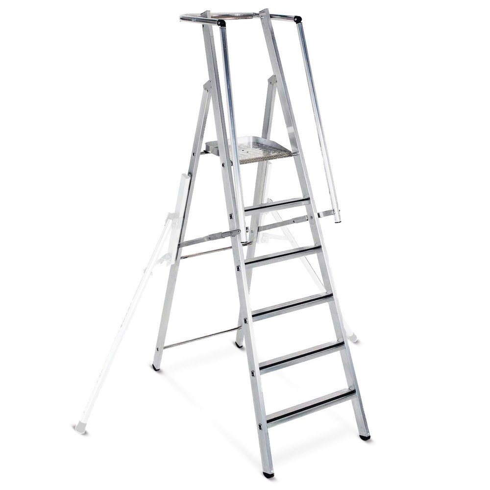 Illustration du produit: Échelle de podium stationnaire ZARGES, avec rambarde de sécurité, hauteur de travail 0,52 m