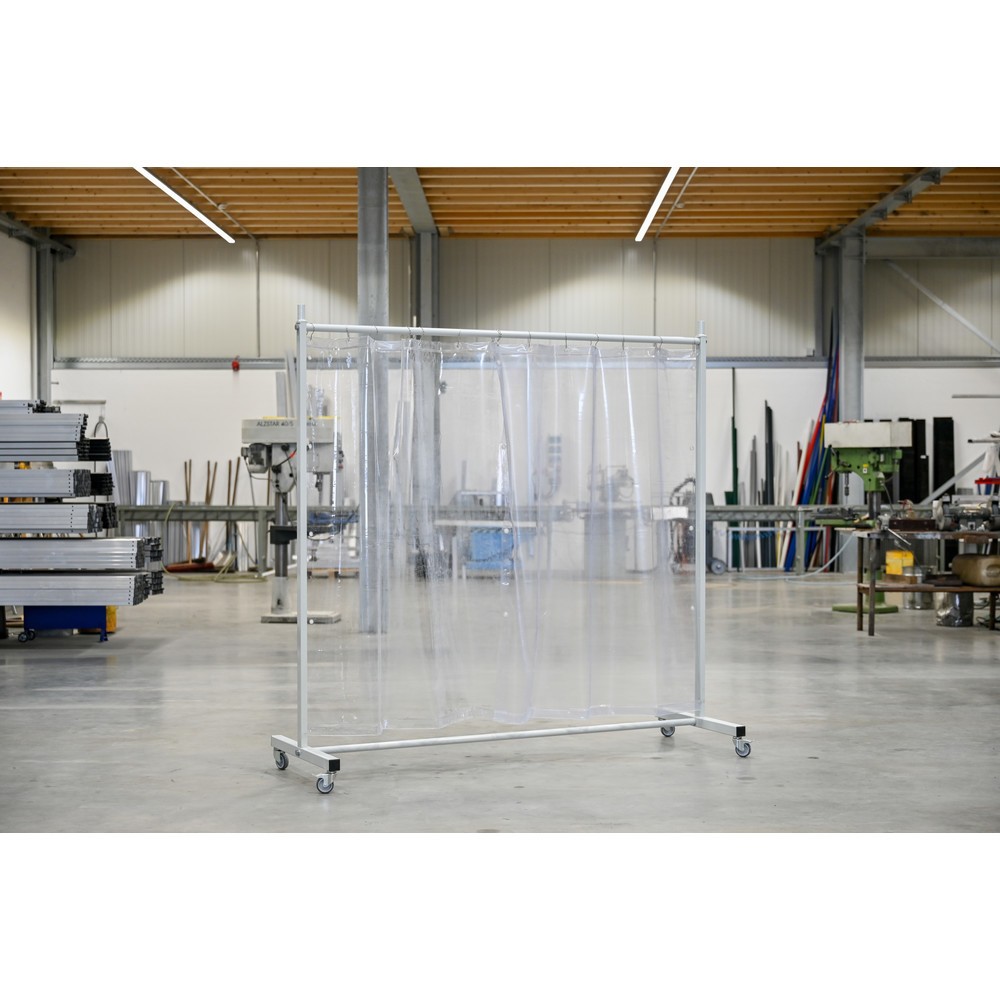 Produktabbildung Nr. 2: Écran de protection mobile à pans orientables, en 1 parties, bâche 0,4 mm, transparent