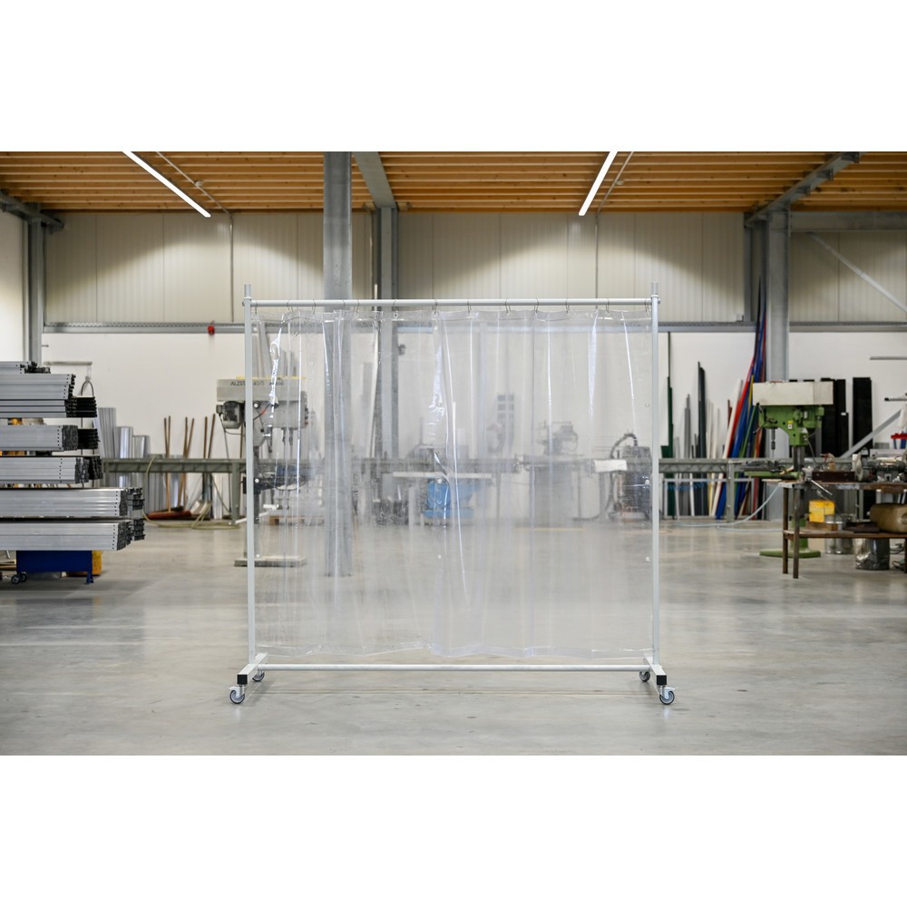 Illustration du produit: Écran de protection mobile à pans orientables, en 1 parties, bâche 0,4 mm, transparent