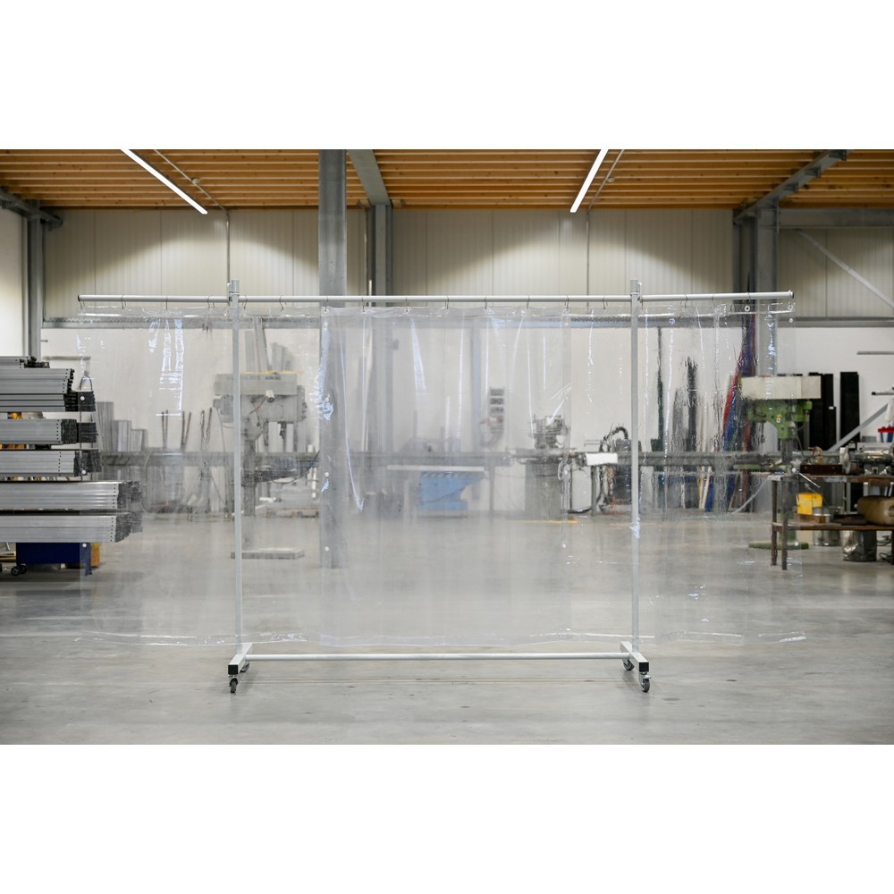Produktabbildung Nr. 1: Écran de protection mobile à pans orientables, en 3 parties, bâche 0,4 mm, transparent