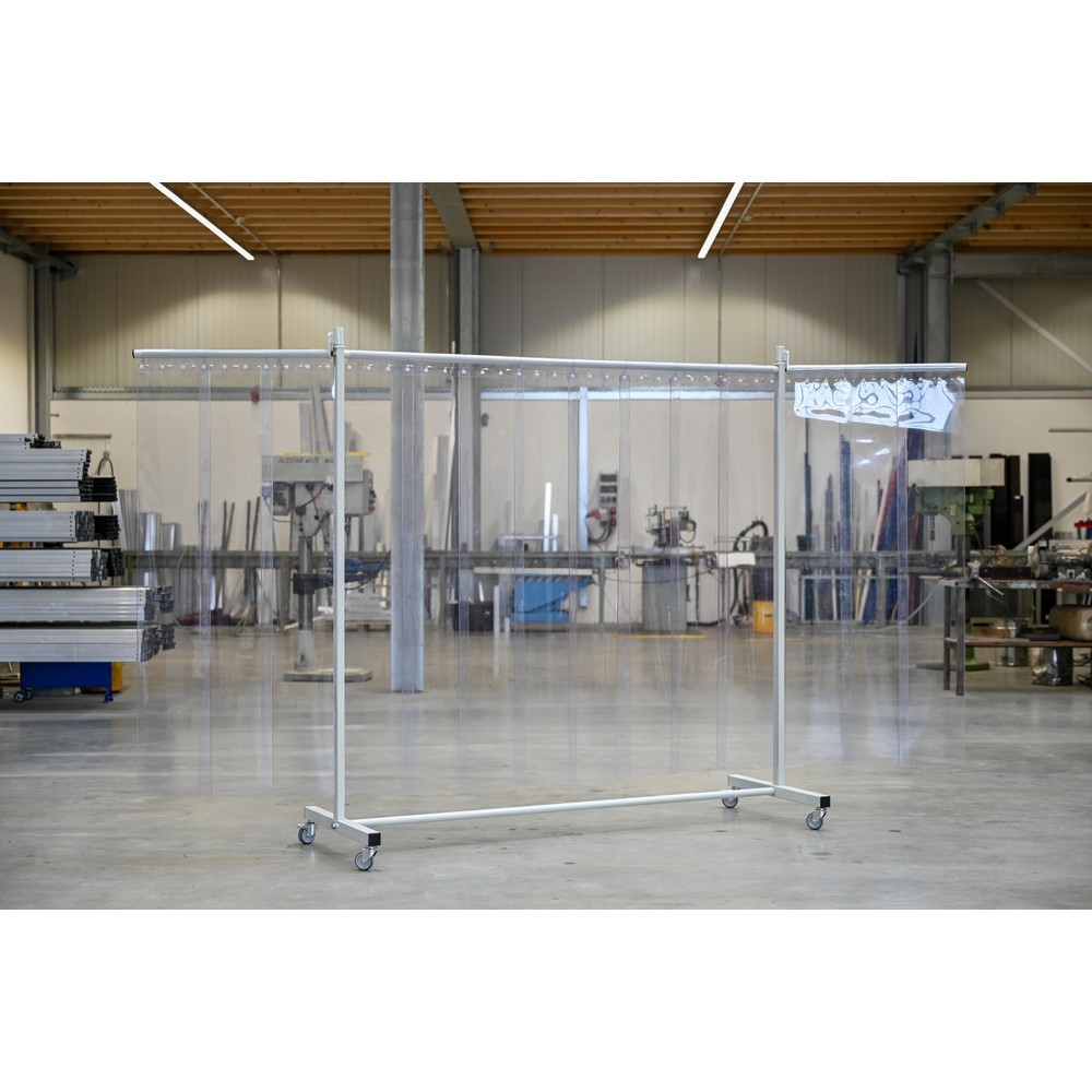 Produktabbildung Nr. 2: Écran de protection mobile à pans orientables, en 3 parties, lamelles 2 mm, gris/argent