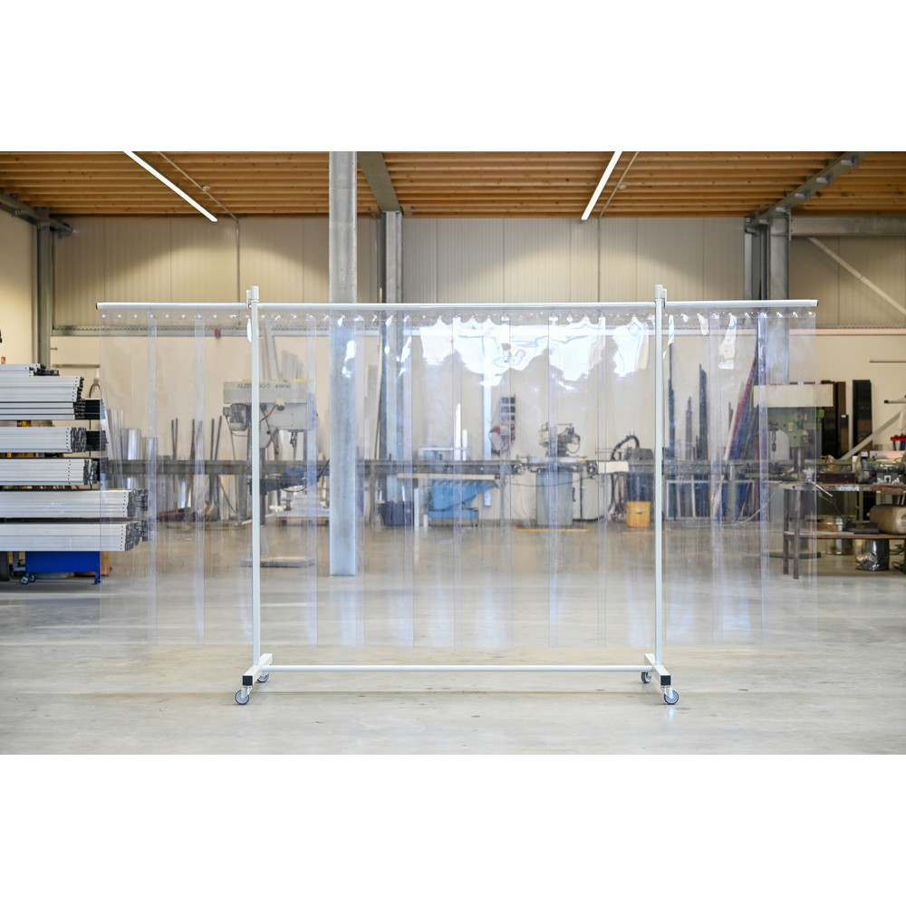 Produktabbildung Nr. 1: Écran de protection mobile à pans orientables, en 3 parties, lamelles 2 mm, gris/argent