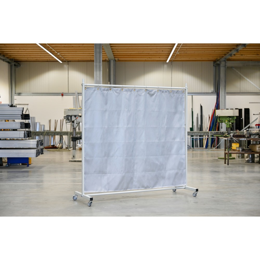 Produktabbildung Nr. 2: Écran de protection mobile à pans orientables, housse de protection thermique / contre les éclaboussures conforme DIN EN 13501-1, en 1 partie, lamelles 2 mm, gris/argent