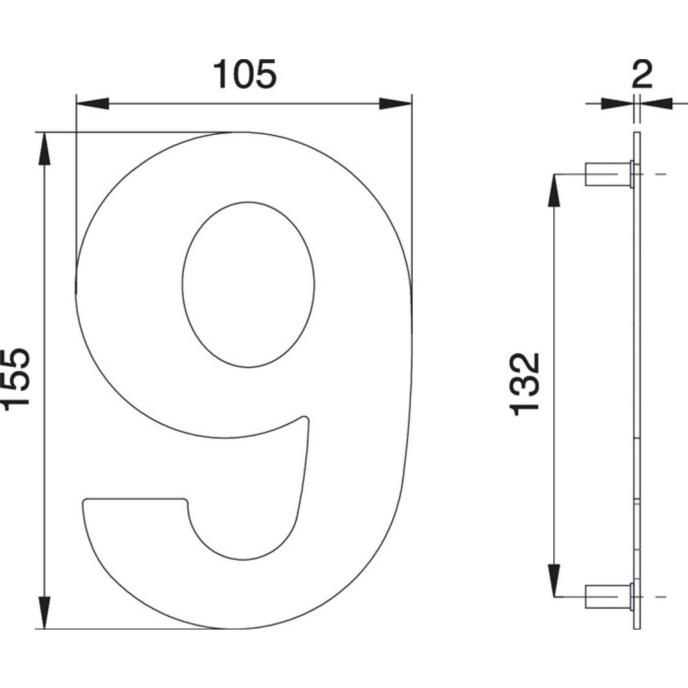 Illustration du produit: EDI Numéro de maison chiffre 6 / 9, 150 mm largeur 105 mm, acier inoxydable mat