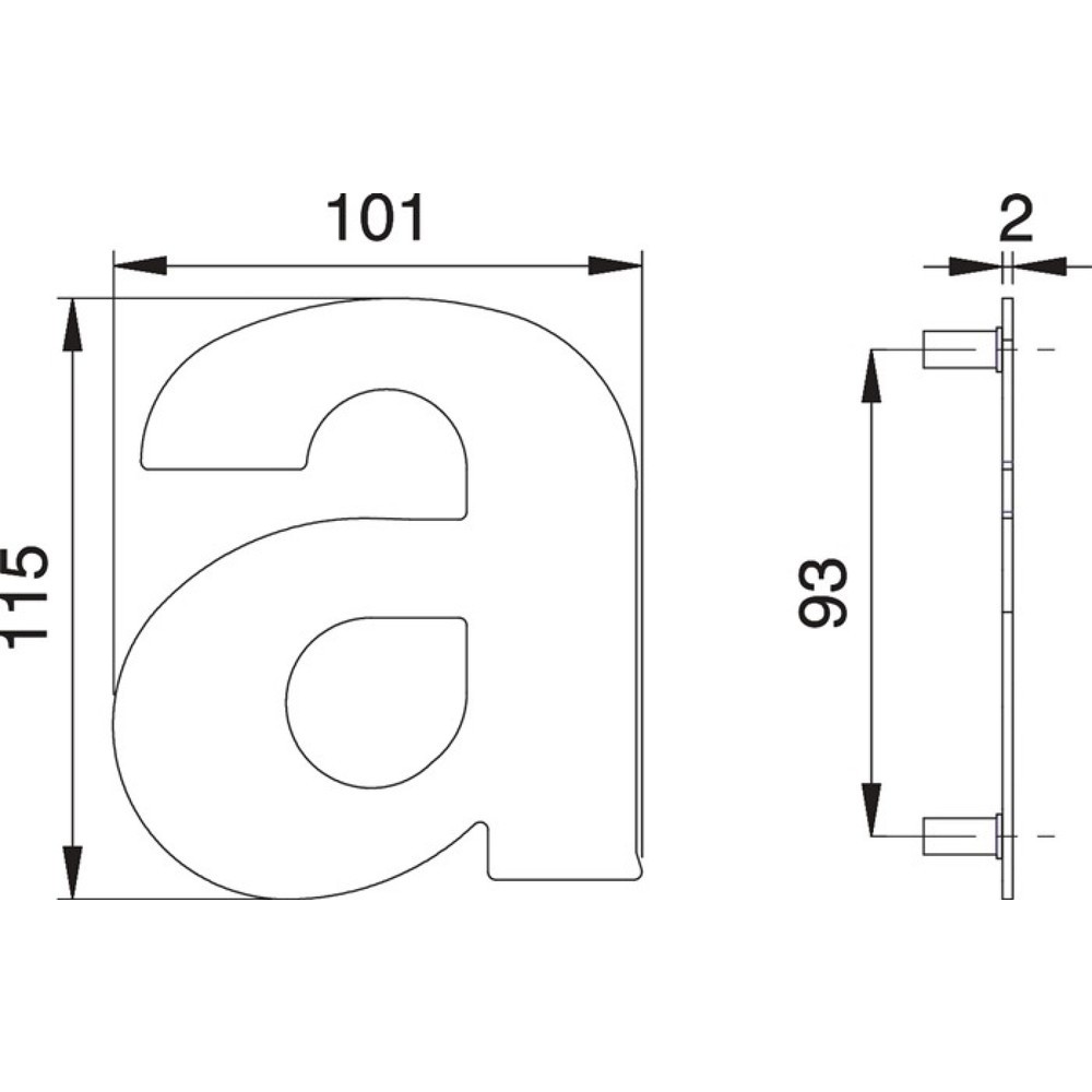 Illustration du produit: EDI Numéro de maison lettre a, 114 mm largeur 101 mm, acier inoxydable mat