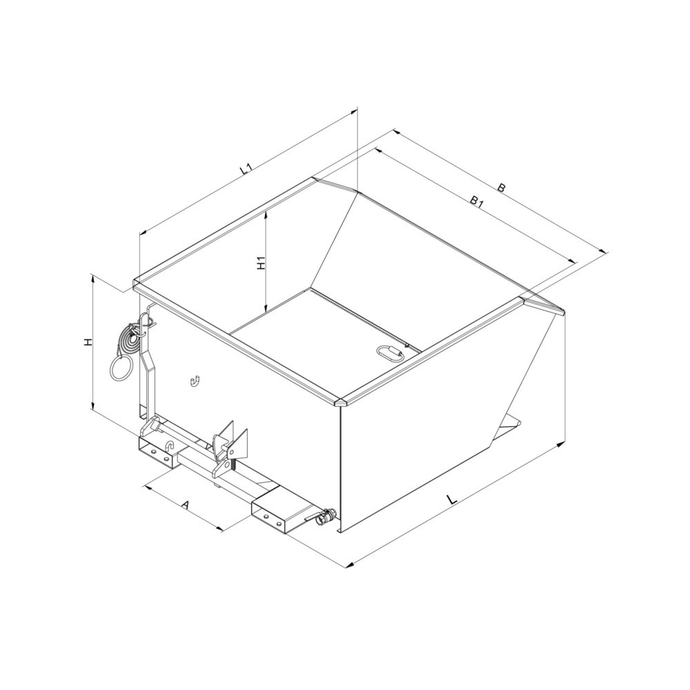 Produktabbildung Nr. 3: Eichinger® Benne à copeaux à fond en tôle perforée et robinet de vidange, 1 000 kg, 500 litres, gris anthracite