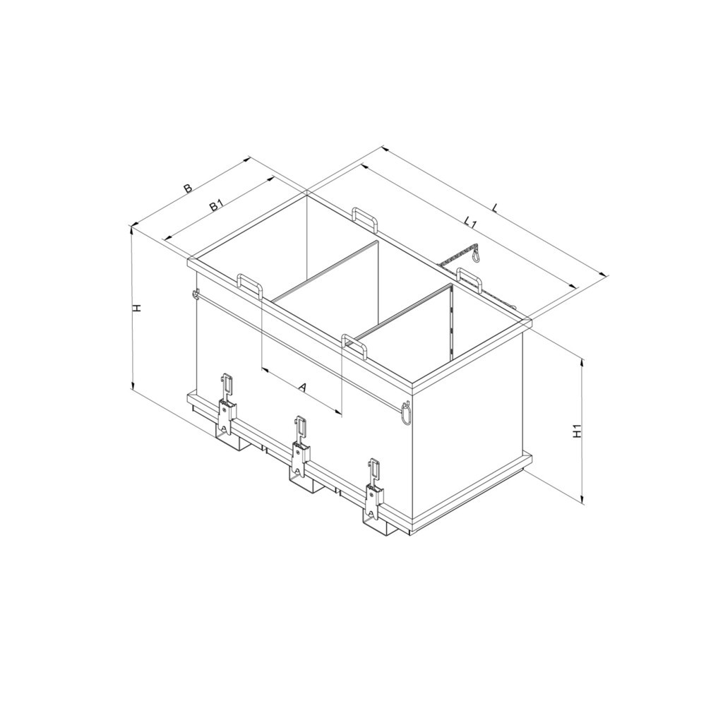 Produktabbildung Nr. 3: Eichinger® Benne à fond basculant, Système de tri, 3x600 litres bleu gentiane