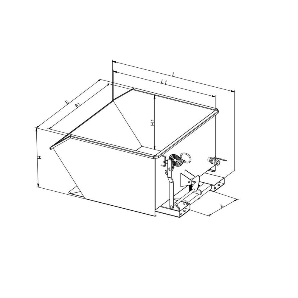 Produktabbildung Nr. 4: Eichinger® Benne basculante à copeaux avec tamis et robinet de vidange, 1 000 kg, 500 litres, gris anthracite