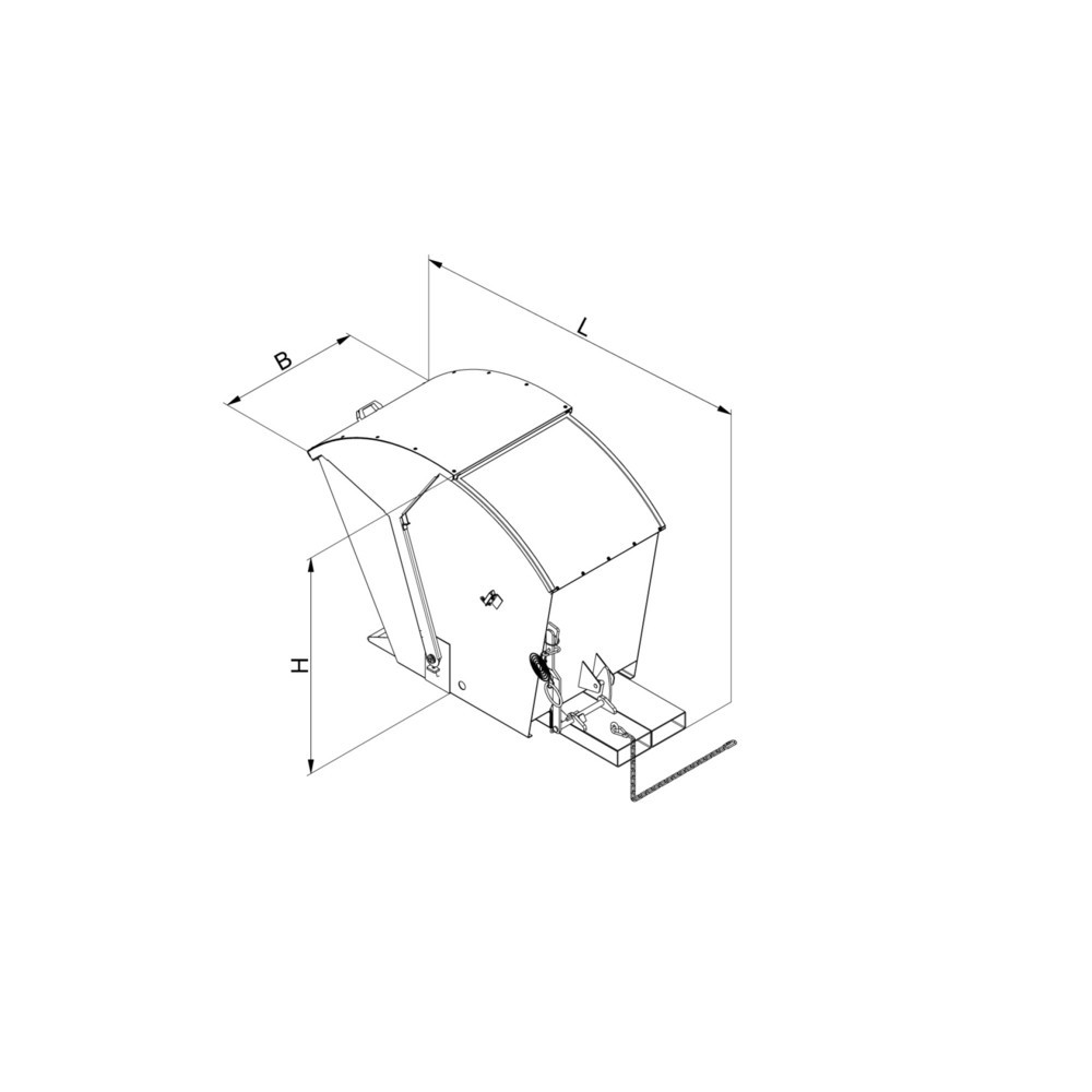 Produktabbildung Nr. 3: Eichinger® Benne basculante avec couvercle rond, 1 000 kg, 750 litres, galvanisée à chaud