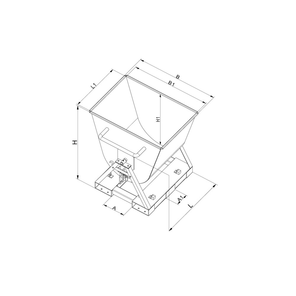 Produktabbildung Nr. 3: Eichinger® Benne basculante basculable des 2 côtés, accessible des 4 côtés, 500 kg, 600 litres orangé pur