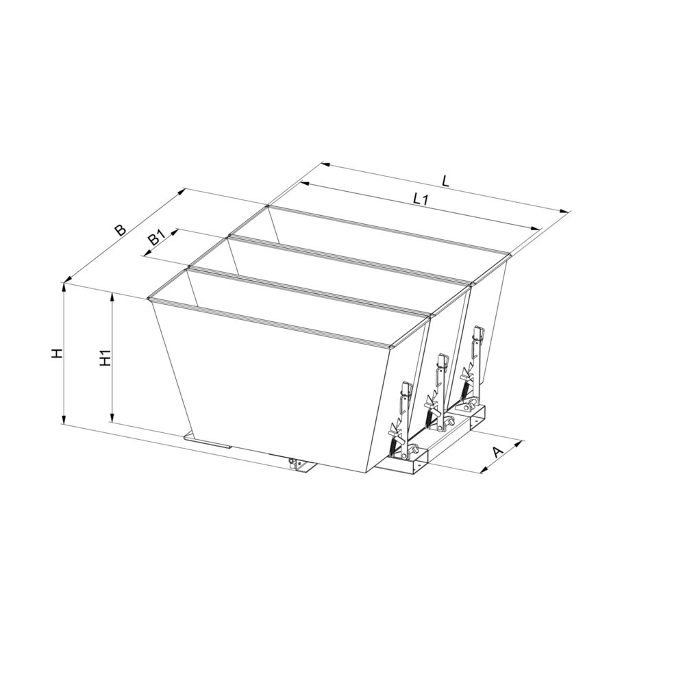 Produktabbildung Nr. 2: Eichinger® Benne basculante Système de tri 2 en 1 ou « 3 en 1 », 2x900 litres, bleu gentiane