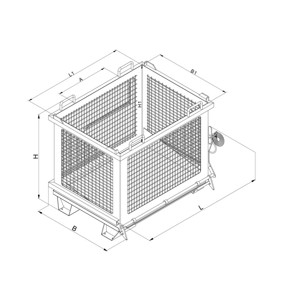 Produktabbildung Nr. 3: Eichinger® Benne grillagée à fond basculant déverrouillable, 500 kg, 1 000 litres, orangé pur