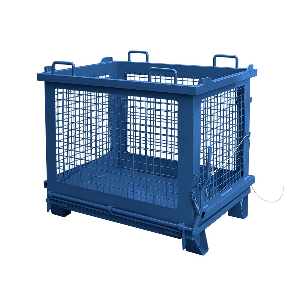 Produktabbildung: Eichinger® Gitterbehälter mit entriegelbarer Bodenklappe, 500 kg, 1000 Liter, enzianblau