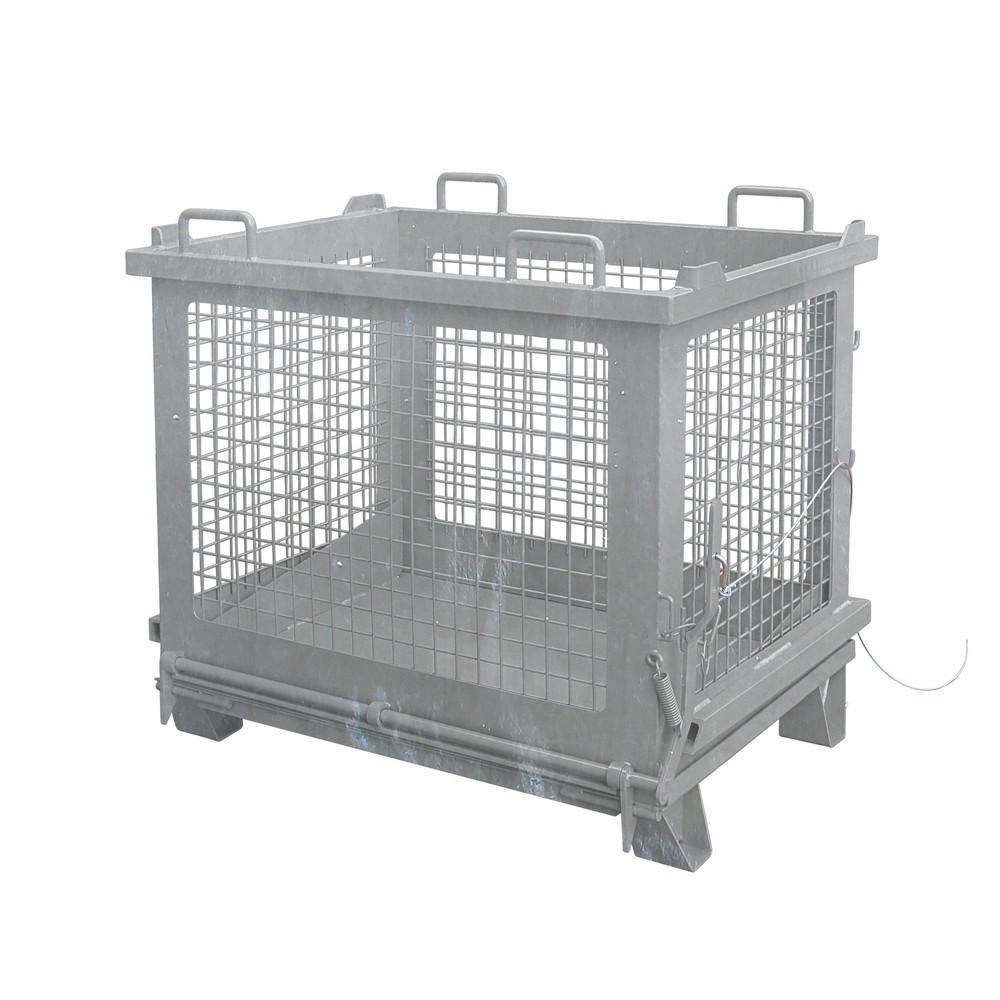 Produktabbildung: Eichinger® Gitterbehälter mit entriegelbarer Bodenklappe, 500 kg, 1000 Liter, feuerverzinkt