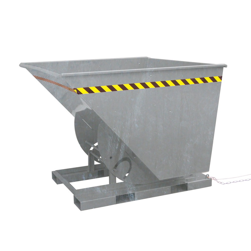 Produktabbildung: Eichinger® Kippbehälter in hoher Bauhöhe, quer zur und in Fahrtrichtung kippbar, 1000 kg, 300 Liter, feuerverzinkt