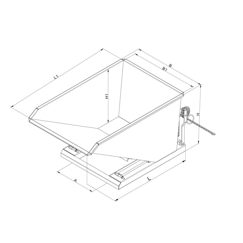 Produktabbildung Nr. 3: Eichinger® Kippbehälter in niedriger Bauhöhe, 1000 kg, 1000 Liter, reinorange