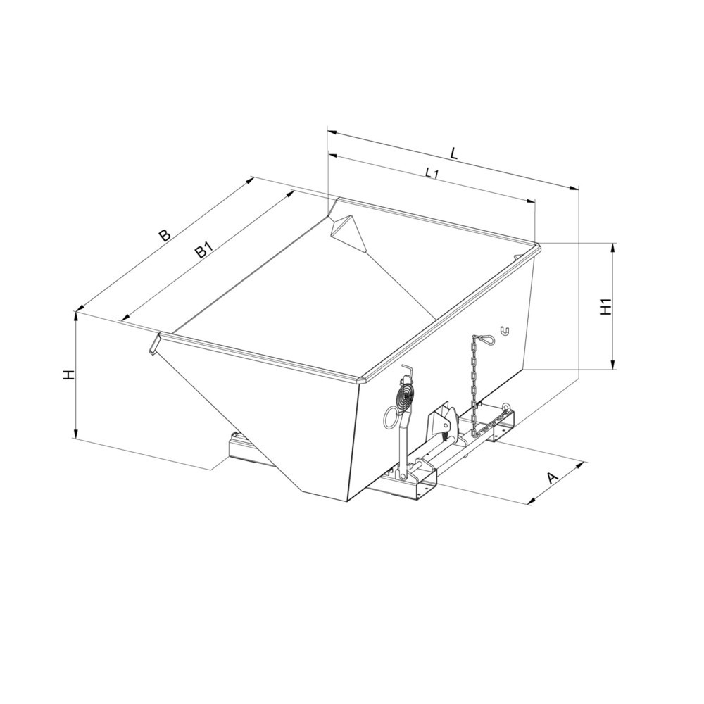 Produktabbildung Nr. 2: Deckel für Eichinger® Kippbehälter mit Abrollkufen, Volumen 1,25 m³