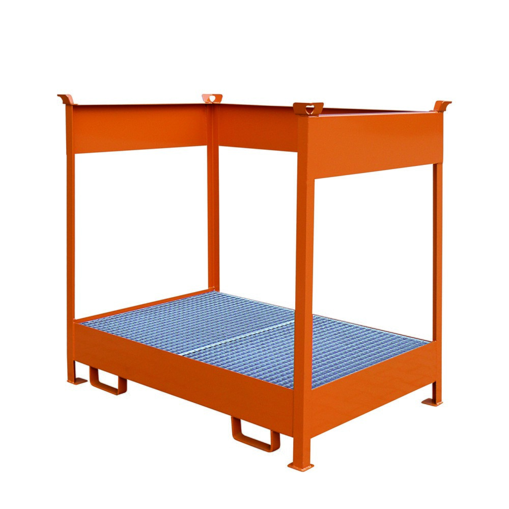 Produktabbildung Nr. 1: Eichinger® Palette à fûts empilable avec bac de rétention, 2 x fûts orangé pur