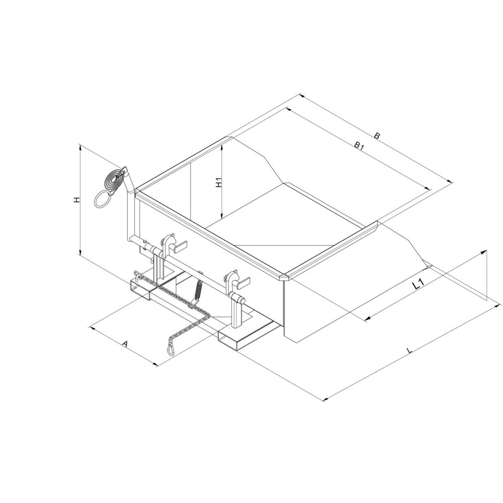 Produktabbildung Nr. 3: Eichinger® Pelle godet avec passage de fourche pour chariot élévateur, 2 000 kg, 400 litres gris anthracite
